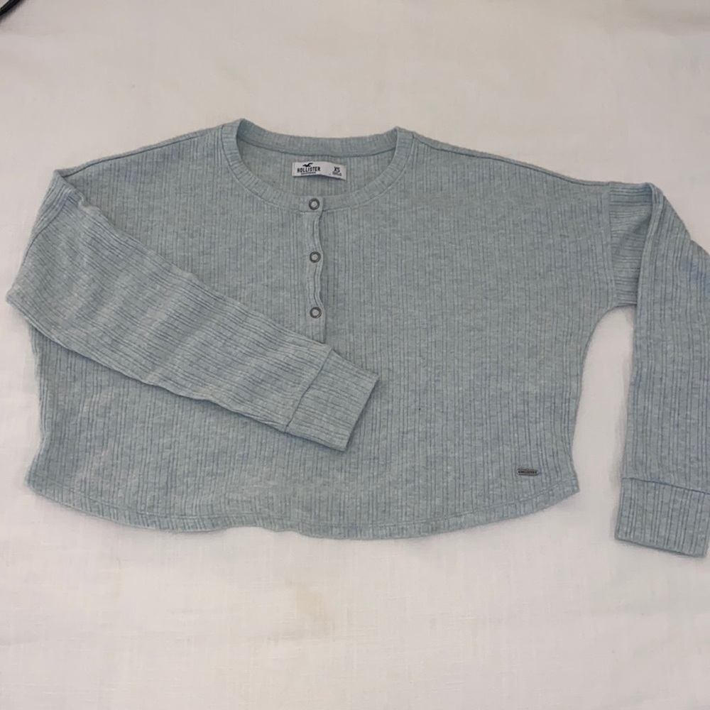 Hollister Light Blue Cropped Long Sleeve